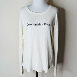 Abercrombie Y2K Cream Long Sleeve Waffle Knit Top